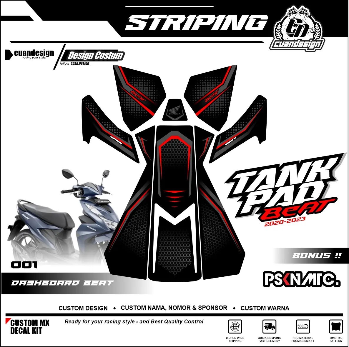 STICKER STRIPING DASHBOARD PELINDUNG DASHBOARD TANKPAD BEAT DELUXE 2020 2021 2022 2023 (BODY PROTECTOR DECK PAD COVER)