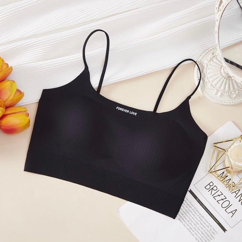Combo 2 (hoặc1) Áo Bra Cotton Gân Tăm Mềm Mịn, Đệm Mỏng, Freesize, in chữ Forever Love 5