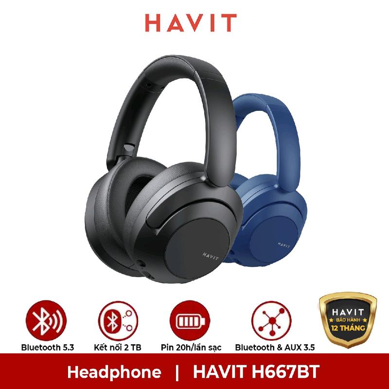 Tai Nghe Chụp Tai Havit H667BT Pin 20h, Kết Nối 2 Thiết Bị, BT v5.3 - Hàng Chính Hãng