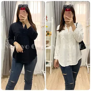 KEMEJA SANGHAI POLOS RAYON TWILL ADEM / KEMEJA POLOS WANITA LENGAN PANJANG/ ATASAN LENGAN PANJANG WANITA / KEMEJA PANJANG WANITA TERBARU / KEMEJA HIJABJ TERBARU kantong