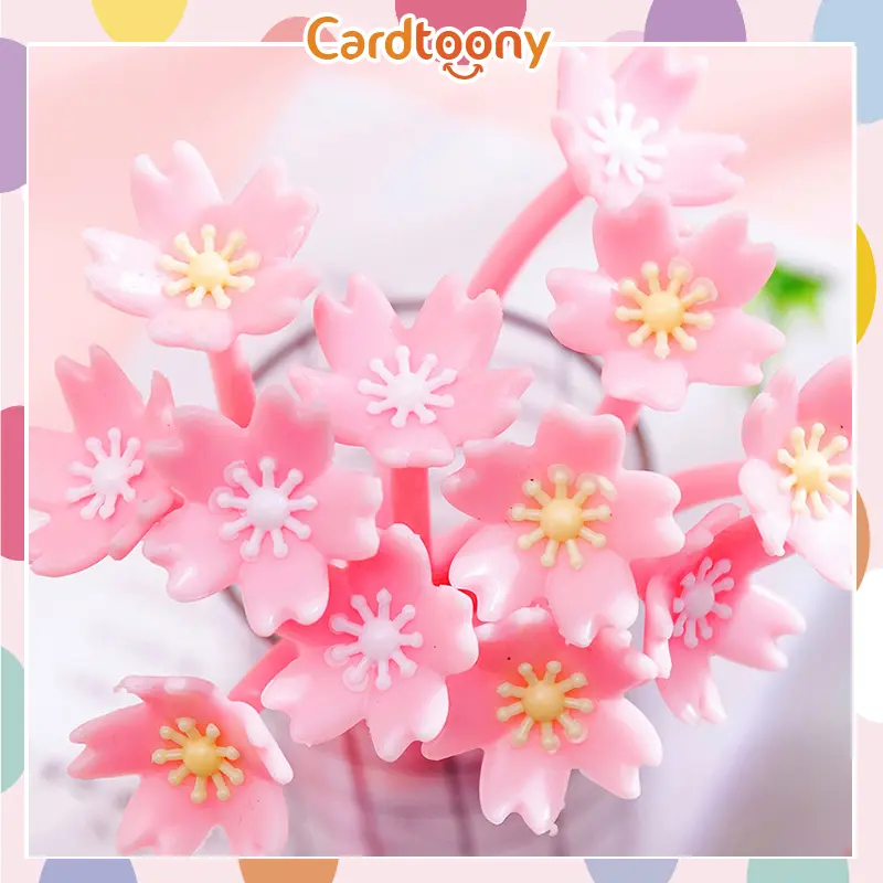 Gel Pen Motif Bunga Pink Pulpen Gel Ballpoint Bulpen Bolpoin Bolpoint Pena 0