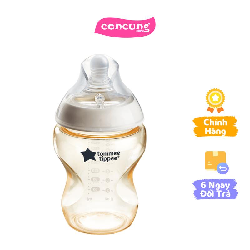 Bình Sữa PPSU Ty Siêu Mềm Tự Nhiên Tommee Tippee Natural Start 260ml Núm Ty Đi Kèm 3-6 Tháng