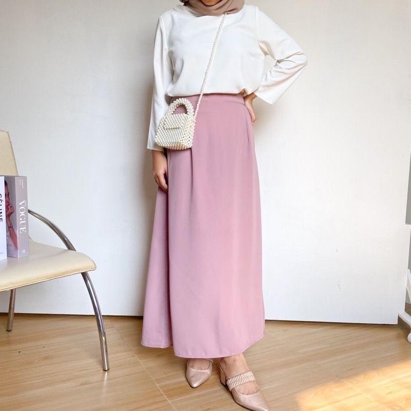 ROK A-LINE SKIRT POLOS | ROK POLOS SHAKILA | GEA SKIRT YOONA SKIRT | ROK BASIC POLOS FORMA Muslim Panjang 1