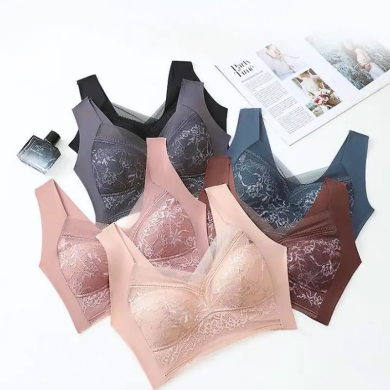 Celyne Push Up Bra Seamless Wanita Motif Renda Polos Punggung Tali Silang Ukuran Jumbo 9052 Bh Busa 8