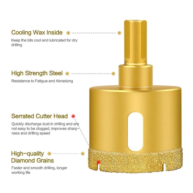 Product Introduction of 6-60mm High-grade diamond grain Coated Drill Bit Tile Marble Glass Ceramic Hole Saw Drilling Bit For Ceramic Tile Drilling 22