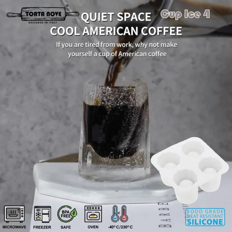 Cetakan es batu bolong tengah silikon bentuk gelas silicone bulat Cetakan coklat cup ice 4 Putih Cream Kitchenware 1