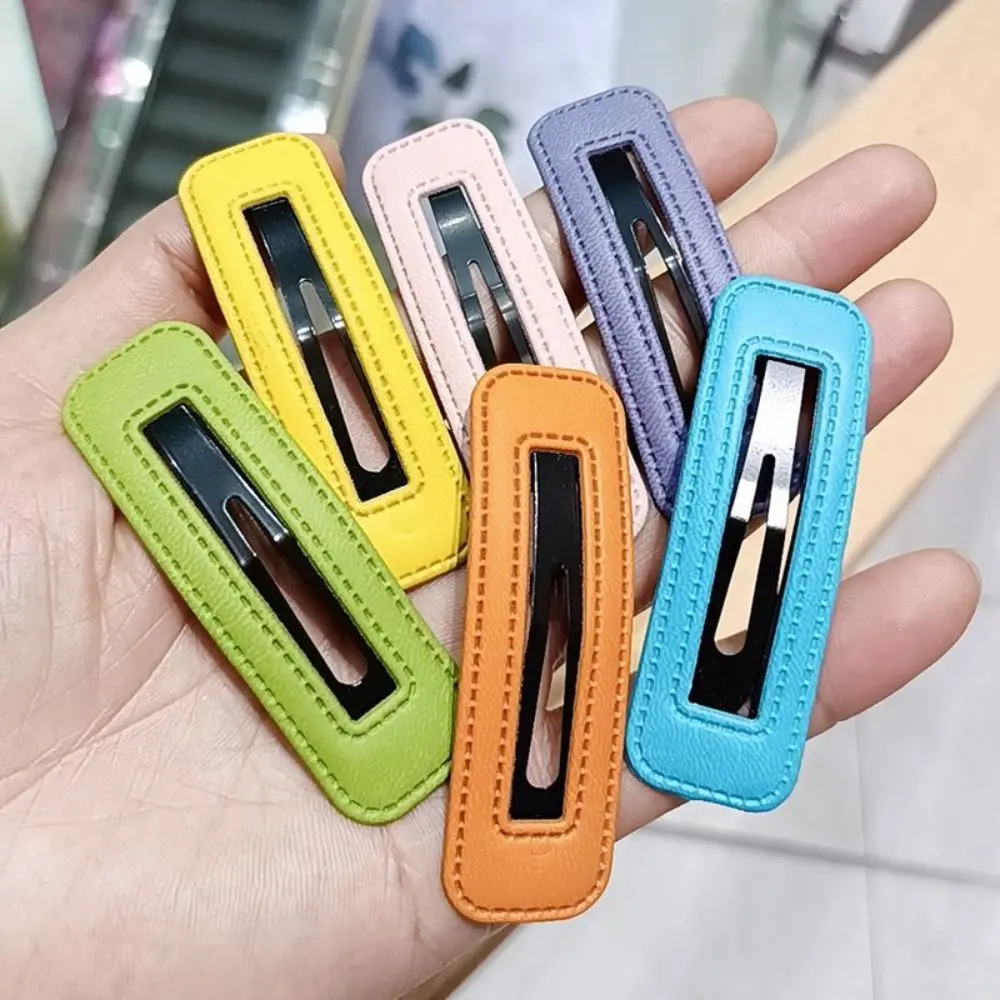 Kẹp Tóc Bằng Da Pu, Thiết Kế Hình Vuông Ngọt Ngào Kẹp Tóc Họa Tiết Kẹp Tóc Nữ, Phong Cách Hàn Quốc, Màu Pastel, Kẹp Bên, Thích Hợp Cho Bé Gái