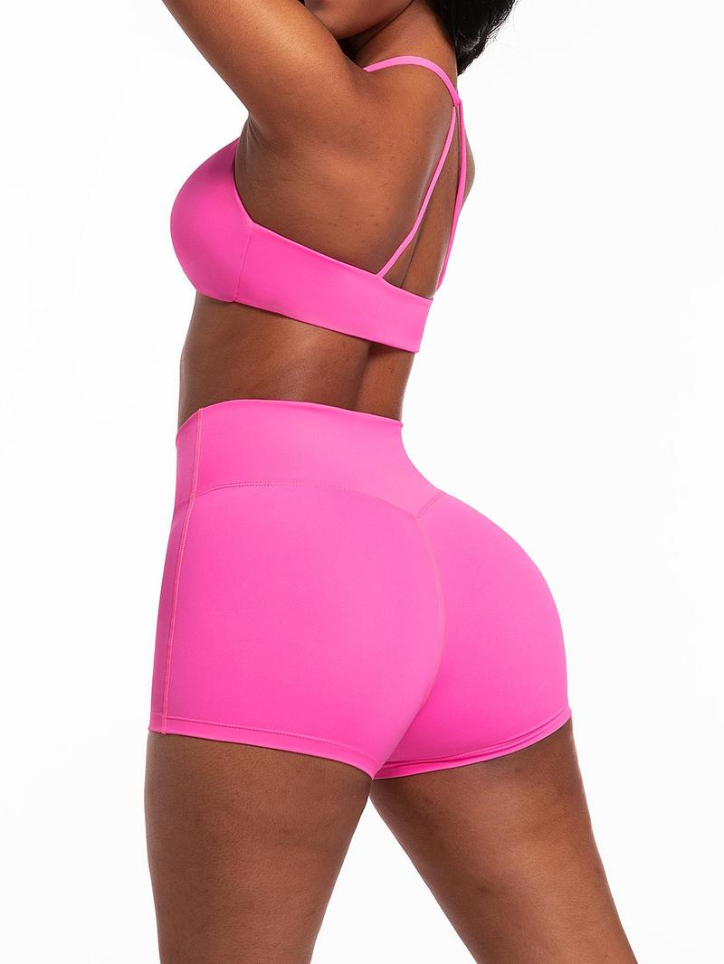 Product Introduction of Women's Solid Color Twist Front Crop Top & Skinny Shorts Two-piece Set, Casual Fashion Cozy Breathable Two Piece Outfits for Daily Outdoor Wear, Ladies Clothes for All Seasons 2
