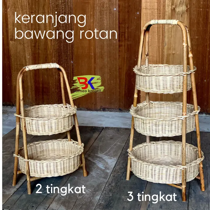 Keranjang Bawang / Rak Bumbu Rotan Susun / Tempat Rempah Dapur kitchen susun hitam 4