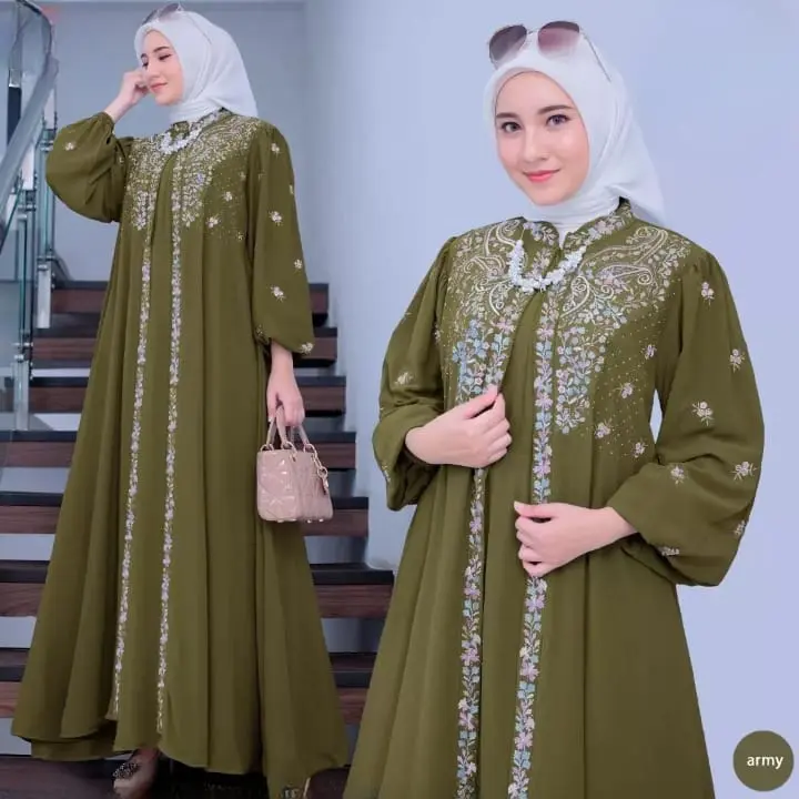 NOAG STORE DESAYU DRESS CRINGKEL AIRFLOW APLIKASI BORDIR GAMIS LEBARAN 2025 MODEL ELEGANT Muslim Panjang Wanita Variasi Crinkle Kondangan Mewah Cantik Outer Zipper Wudhu 3