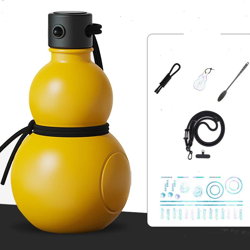 Product Introduction of 900ml Sports Water Bottle, 1 Count Gourd Shaped Water Bottle with Strap & Sticker, Large Capacity Drinking Cup for School Gym Camping Hiking 8