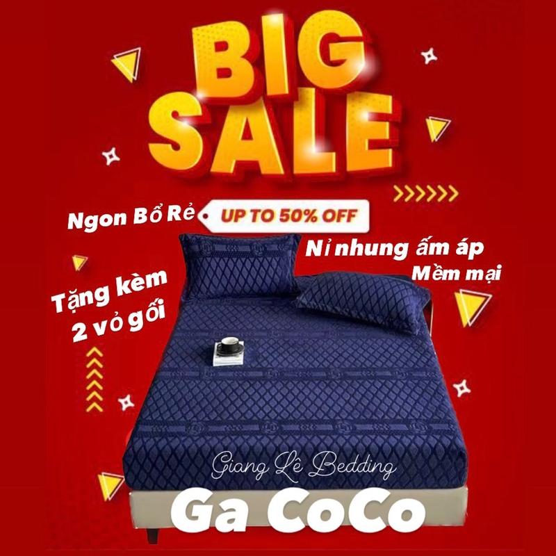 Ga CoCo Nỉ Nhung set 3 món hoặc set 4 món có vỏ gối ôm, Bọc Chun Dưới 15cm - 3 Kích Thước (1m6x2m, 1m8x2m, 2mx2m2), Ga co co nỉ nhung ấm áp vào mùa đông