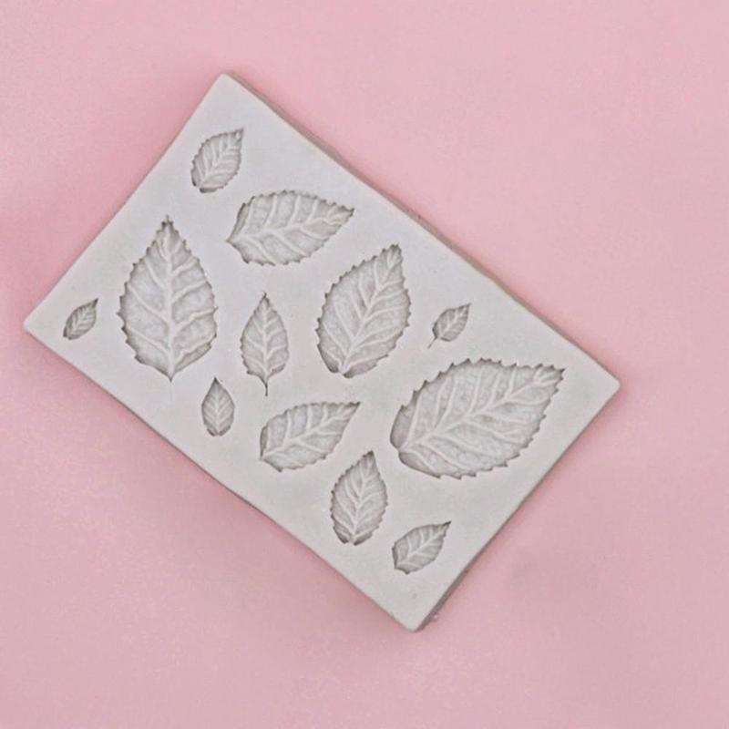 Leaf Shaped Silicone Mold, 1 Count Multi Grid 3D Fondant Silicone Mold, Cake Decorating Baking Supplies 3