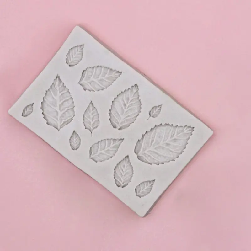 Leaf Shaped Silicone Mold, 1 Count Multi Grid 3D Fondant Silicone Mold, Cake Decorating Baking Supplies 3