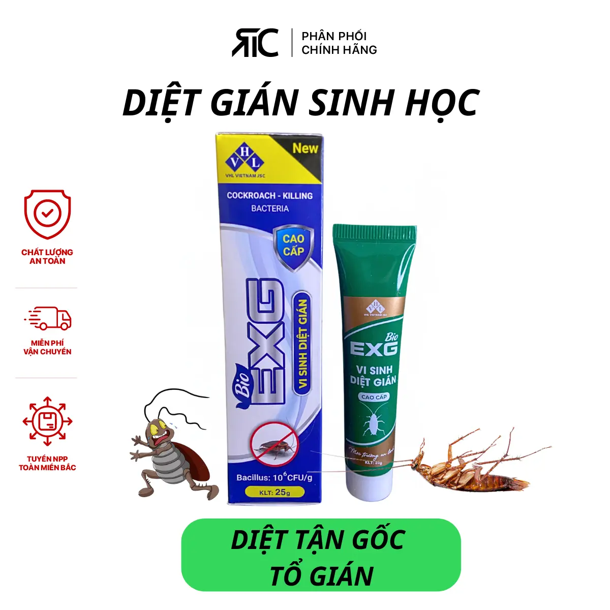 Tuýp Vi Sinh Diệt Gián Sinh Học Cao Cấp Bio EXG 25g - Loại Gel đặc trị Gián, tiết kiệm, khoảng 50 lần dùng