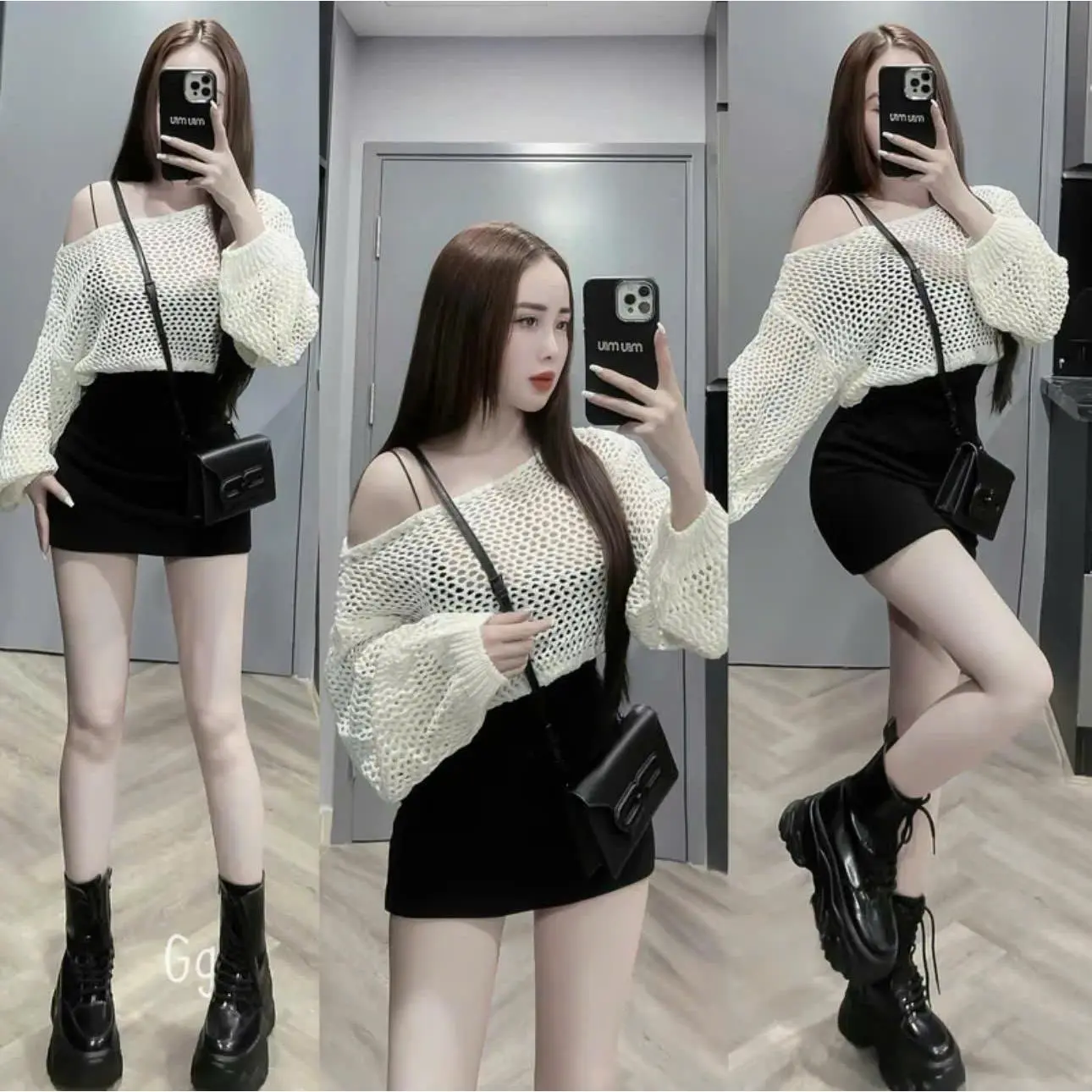Đầm body 2 dây kèm khoác len ren cho chị em diện đi chơi đi dạo xinh xắn