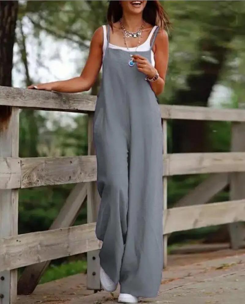 Product Introduction of Oversized S-5XL Women Loose Overalls Summer Fashion Female Sleeveless Wide Leg Pant Suits 11
