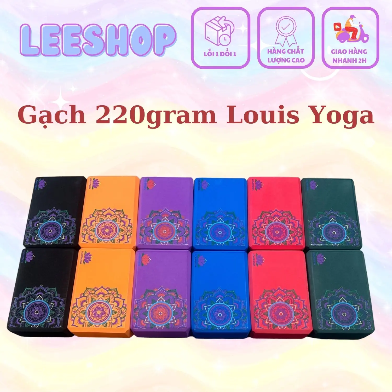 GẠCH TẬP YOGA 220gram IN MÀU HỌA TIẾT MANDALA