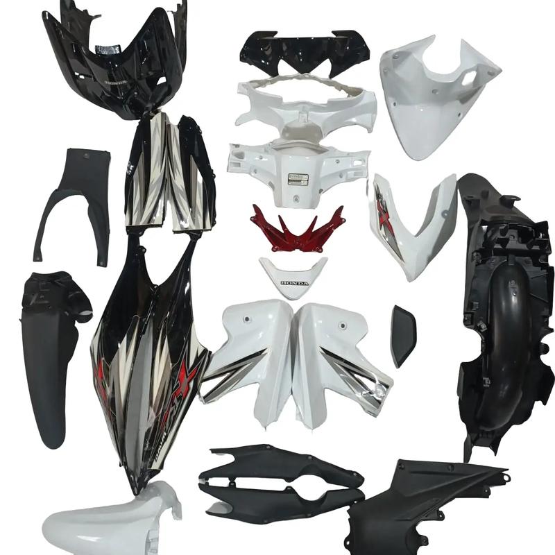 Dàn áo xe Wave RSX 110 nhựa ABS màu Trắng- Đen đời xe 2010 - 2012 tặng kèm bộ tem theo xe