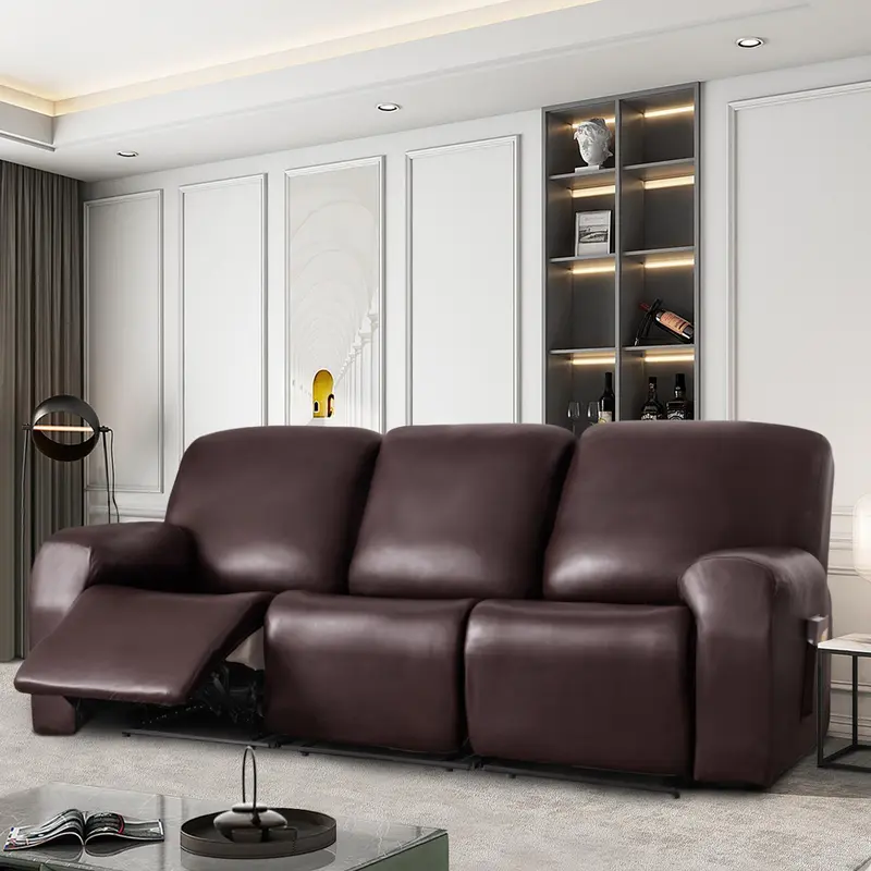 Solid Color Sofa Cover with Storage Pocket on The Side, Elastic Sofa Slipcover, Sofa Protector for Home Living Room, Home Decor 8