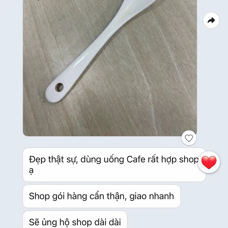 Thìa gốm sứ trắng  Thìa pha cafe  Sang trọng 6