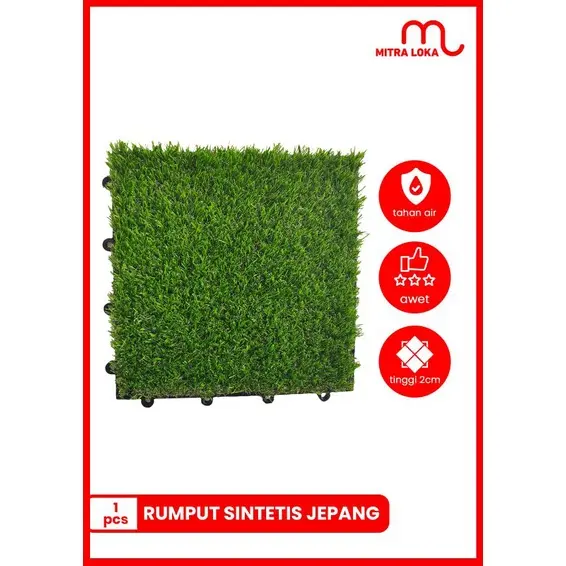 Mitra Loka Ubin Rumput Sintetis Indoor Outdoor Lantai Rumput Flooring Decking Tile Parquete Karpet Decking Tile Untuk Taman Kolam Lapangan Futsal 0