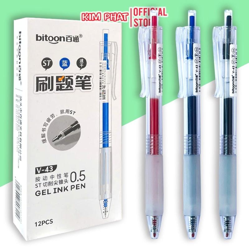 Set 05 Chiếc Bút Bi Nước Mực Gel Bitoon Ngòi 0.5mm V-43 Phù Hợp ...