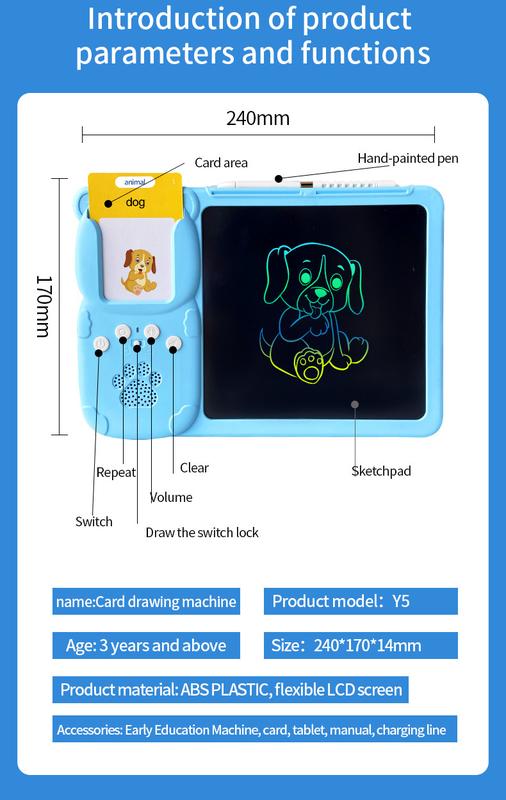 Product Introduction of New Children's Educational Early Learning Machine 8.5-Inch Handwriting Board Digital Camera English Word Pronunciation Learning Machine 20