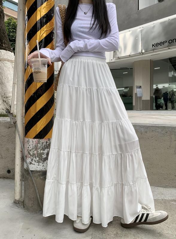 Product Introduction of Skirt Berlapis, Pinggang Tinggi, Untuk Wanita, Musim Bunga 2024 Ketibaan Baru, Lembut dan Elegan, Gaya Liar, Labuh Besar, Skirt Payung, Pakaian Garis A 13