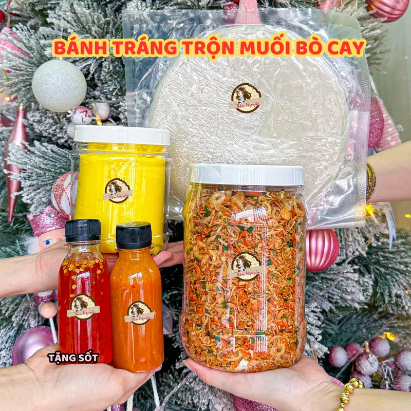 Combo SIZE ĐẠI TẶNG SỐT, TẶNG QUÀ bánh tráng phơi sương 500gr, muối tép hành phi 500gr, bơ 500gr. Bánh tráng Vân Nguyễn Gia Vị 3