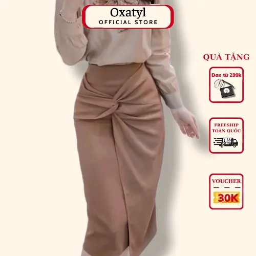Chân Váy Kiểu Xoắn Eo Oxaty M19 Phong Cách Công Sở Mới