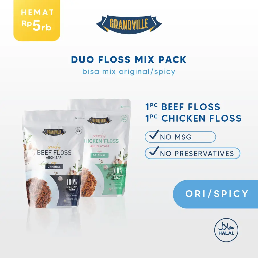 Grandville Abon SAPI & AYAM Crunchy Duo Mix Pack - Non Msg Gluten Free