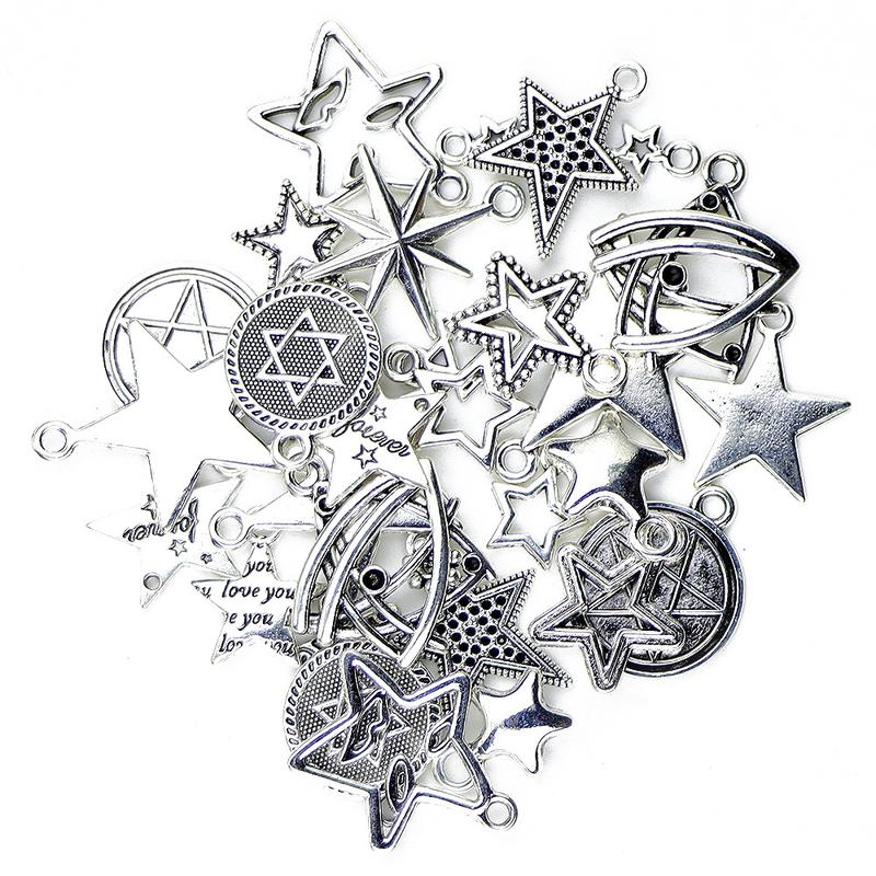 Cross-border special supply for retro Tibetan silver bead barrier alloy DIY accessories star pendant necklace bracelet jewelry accessories wholesale 4