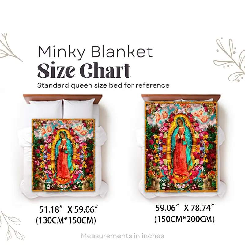 Floral & Virgin Mary Pattern Blanket, 1 Count Soft Warm Throw Blanket, Air-conditioned Room Blanket, Warm Nap Blanket for Home & Office 1