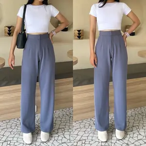 Eiji - Cozie Knit Pants - Celana Highwaist Panjang Wanita Kulot Rib Anti Kusut - Celana Outfit - Petite Loose Stretch