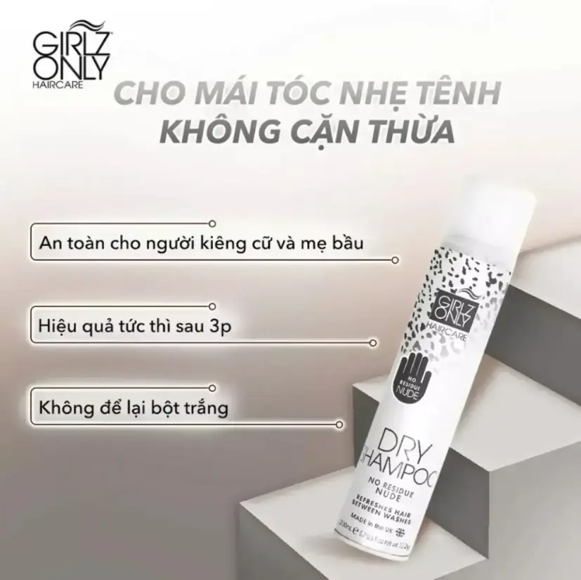 [DATE 07/2025] Dầu Gội Khô Girlz Only Không Cặn Nude No Residue 200ml