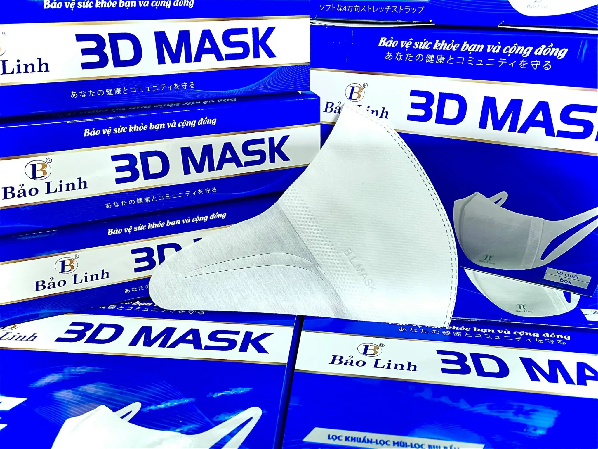 THÙNG 100 CÁI KHẨU TRANG 3D BẢO LINH XL KHÁNG KHUẨN, LỌC BỤI MỊN, CHỐNG NẮNG, CHỐNG TIA UV.