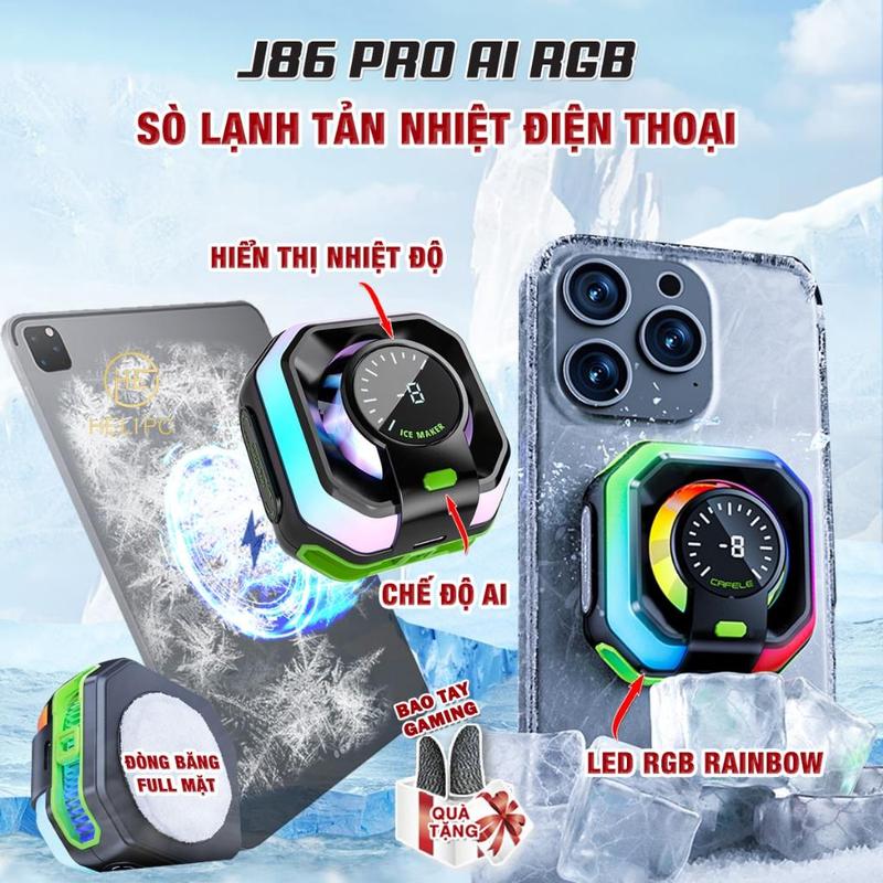  Tản nhiệt điện thoại J86 Pro JS86 HK5 Pro AI Led RGB Rainbow Gaming quạt sò lạnh từ tính thế hệ mới đóng băng 