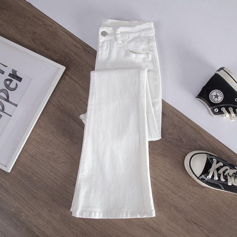Product Introduction of Quần Jean Ống Loe, Màu Trắng, Dành Cho Nữ, Hàng Mới Về Mùa Xuân, Thiết Kế Đẹp, Cạp Cao, Ôm Vừa Vặn, Co Giãn, Quần Móng Ngựa Cỡ Nhỏ 2