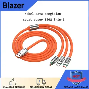 Blazer 3 In 1 Data Cable 120W Silicone Data Cable 6A Fastcharging 3 in 1 USB Micro