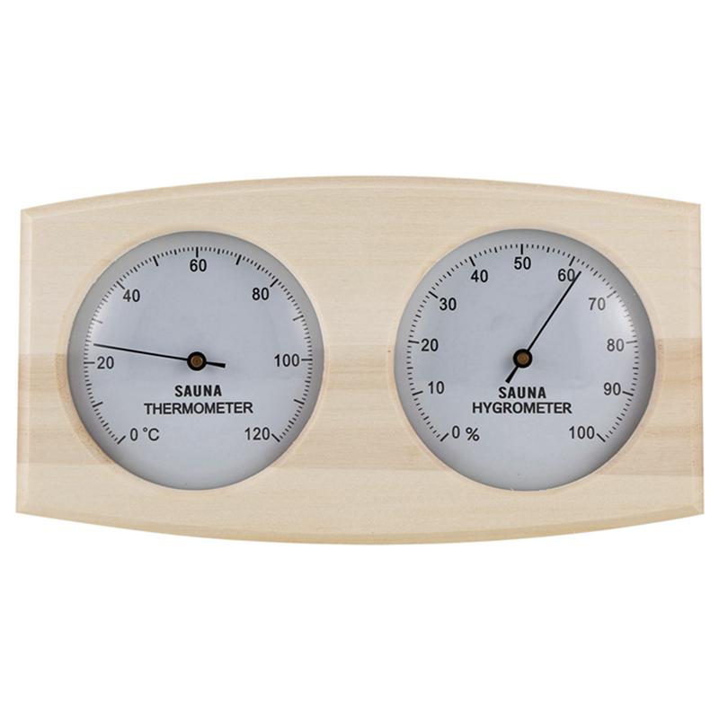Wood Sauna Thermometer & Hygrometer, Wall-Mounted Spa Accessory, Mechanical, No Battery Required - for Family Hotel Sa 0