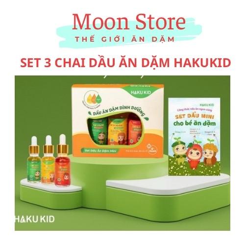 Dầu ăn dặm Hakukid - Dầu óc chó, Dầu Oliu, Dầu Cá hồi cho bé ăn dặm 6m+ (Mua 1 set tặng 1 chai bất kì)