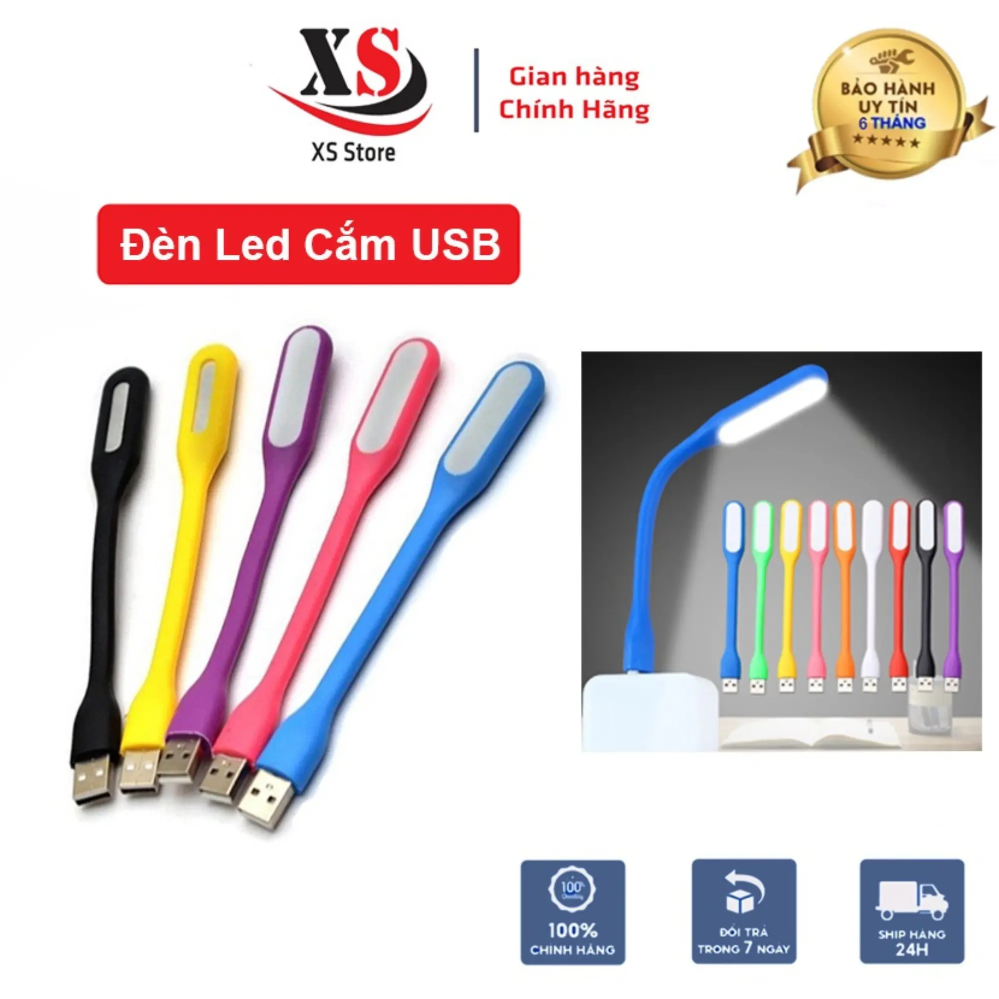 Đèn Led Mini USB Siu Sáng, Vỏ Nhựa Dẻo - Cắm Cổng USB Sạc Dự Phòng - XS Store