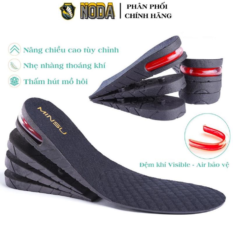 Lót Giày Tăng Chiều Cao Đệm Khí VISIBLE - AIR Thể Thao Nam Nữ MINSU M5502 Khử Mùi, Miếng Độn Tháo lắp Dễ Dàng Miếng Lót Giày Leather