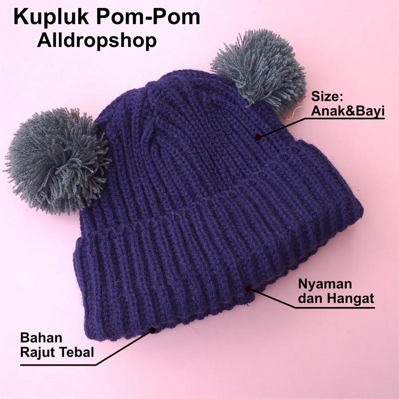 Kupluk pompom bayi /pompom premium / kupluk pompom baby new bron 5