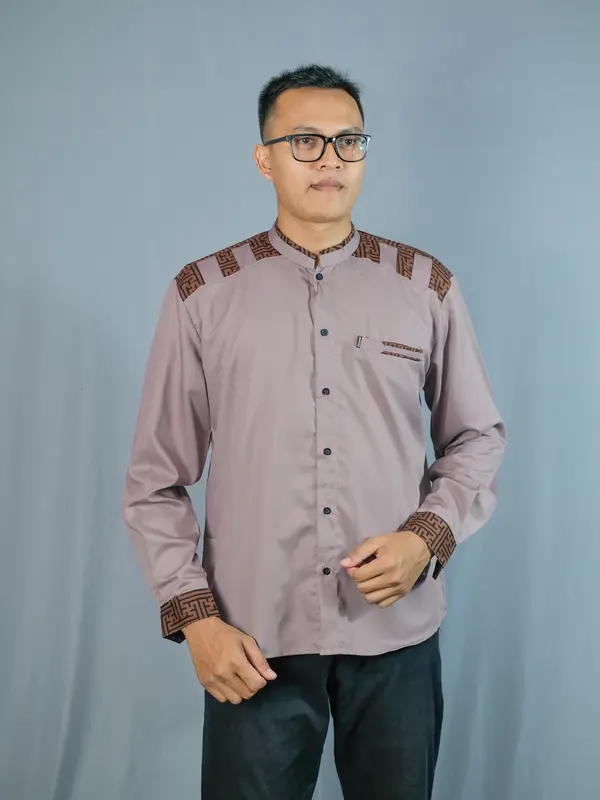 Kemeja koko pria lengan panjang kombinasi batik motif panser EL RUMI Muslim Baju 3