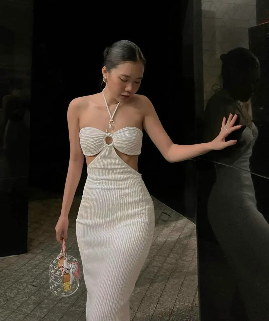 Đầm  yếm maxi body siêu tôn dáng dây chéo