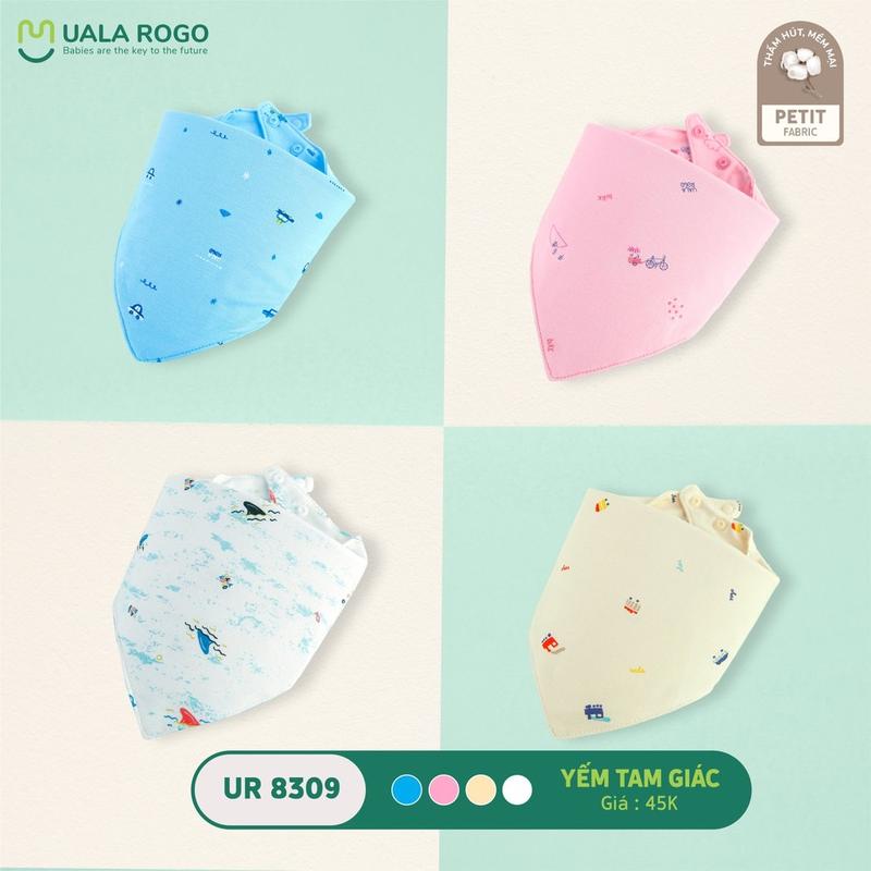 Yếm tam giác UALA & ROGO sợi tre 2 cúc mỏng Size 0-2Y [ UalaRogo ]
