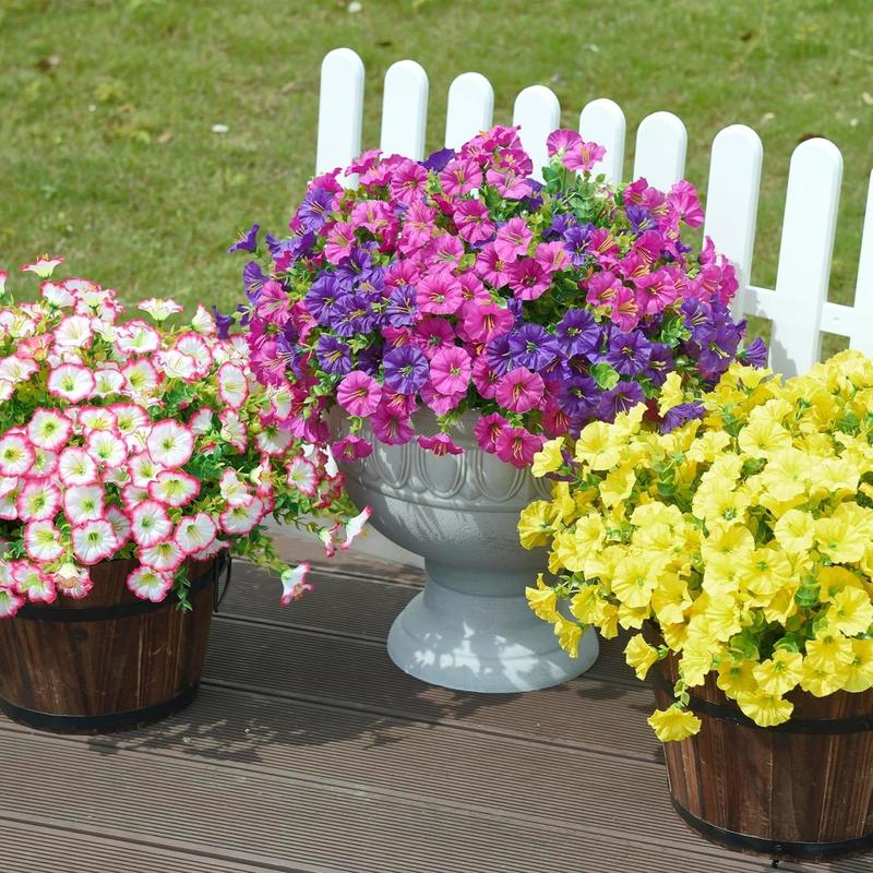 Product Introduction of Artificial Flower, 16pcs/set Faux Decorative Flower for Outdoor Outside Decoration, UV Resistant Realistic Flower for Home Planter Porch Yard Patio Balcony 3