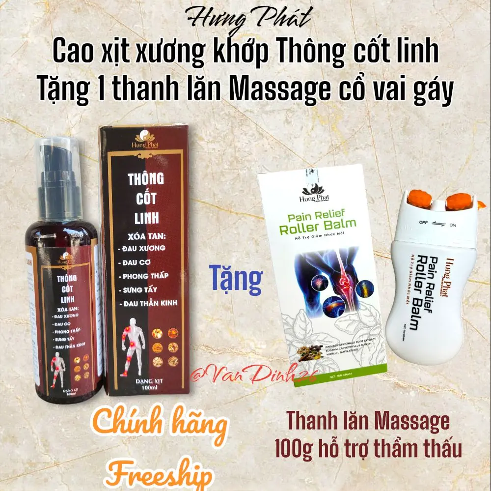 (Tăng 1 thanh lăn cổ vai gáy)Cao xịt xương khớp Thông cốt linh 100ml Hưng Phát hỗ trợ giảm đau nhứt,bong gân trật khớp,lưu thông khí huyết hiệu quả conlan dầu xoa dau xuong